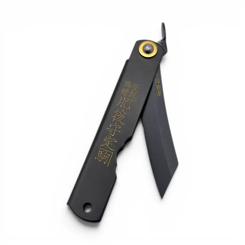 Japonský zavírací nůž Higonokami ALL BLACK z modré oceli - 72 mm, černá čepel i rukojeť