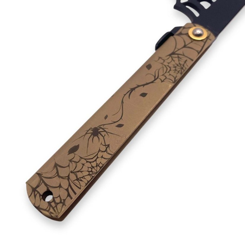 Japonský zavírací nůž Higonokami ARANEA SPIDER z modré oceli Warikomi - 120 mm, BR/BL