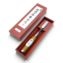 Japonské truhlářské dláto SHUSAKU OIRE NOMI, rukojeť z červeného dubu, 15 mm