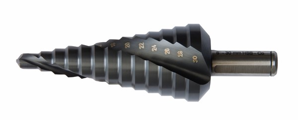 Stupňovitý vrták OREN HSS-Co. TiAlN se spirálovou drážkou 6-30 mm