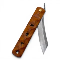 Japonský zatvárací nôž Higonokami WAVES z ocele VG10 DAMASCUS - 100 mm, drevená rukoväť PADAUK