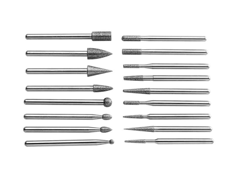 Diamantová brusná tělíska PROFI, sada 20ks, 3 mm dřík