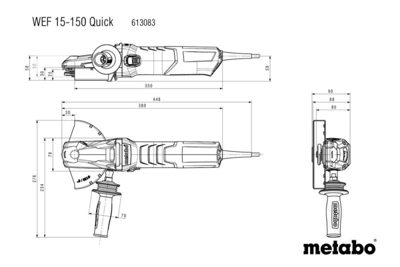 Úhlová bruska s plochou hlavou WEF 15-150 Quick