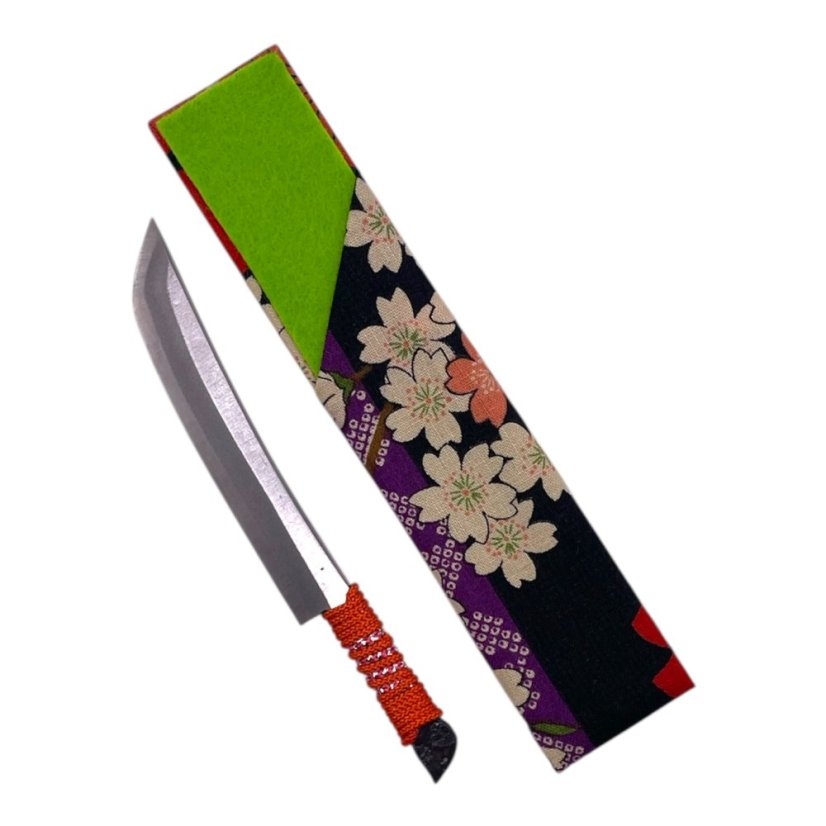 Japonský nůž Higonokami OMAMORI z modré oceli Warikomi - 130 mm, originální barevné kombinace