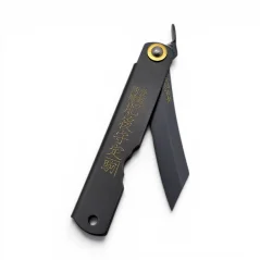 Japonský zatvárací nôž Higonokami ALL BLACK z modrej ocele - 72 mm, čierna čepeľ aj rukoväť