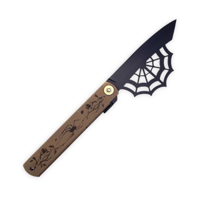 Japonský zavírací nůž Higonokami ARANEA SPIDER z modré oceli Warikomi - 120 mm, BR/BL