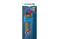 Šesťhranné kľúče, dlhé, farebné, sada 9 ks