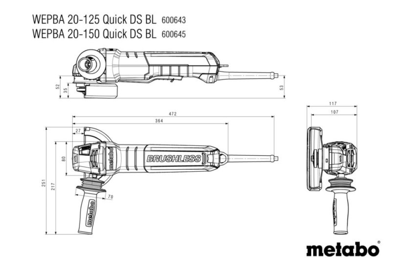 Úhlová bruska WEPBA 20-125 Quick DS BL