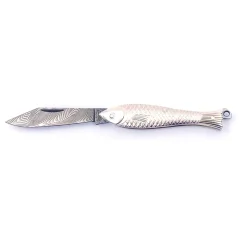 Kapesní zavírací nůž RYBIČKA - stříbrná, damašek 130-DS-1 (925/1000)