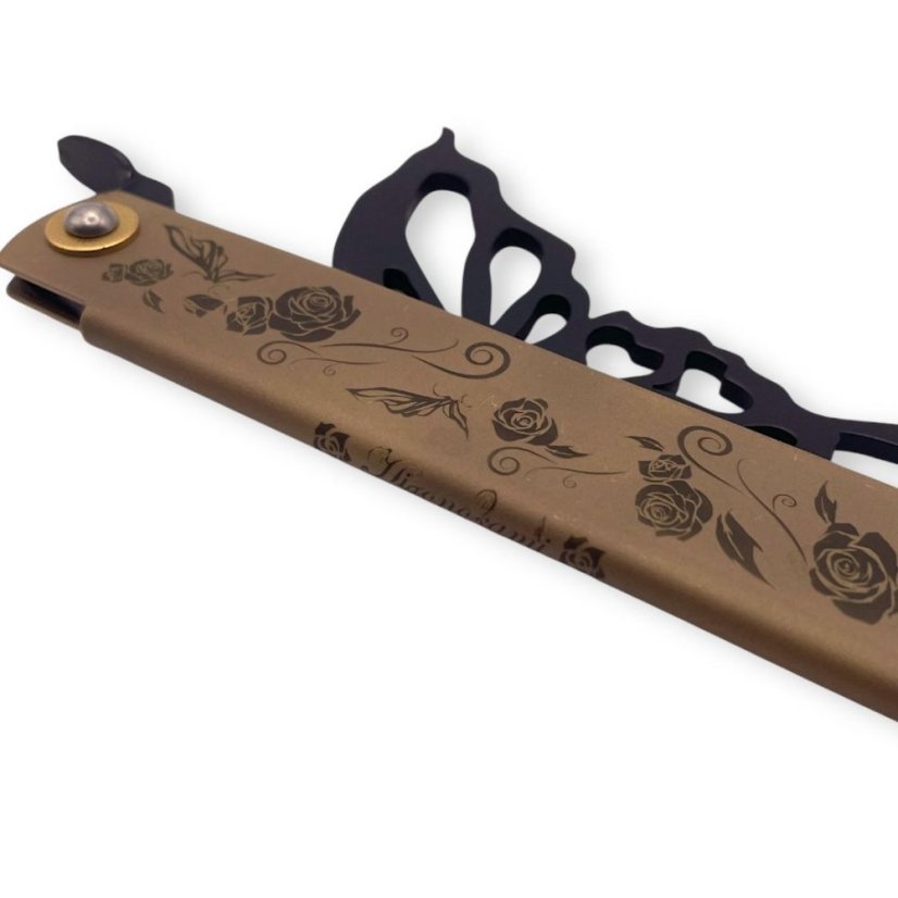 Japonský zatvárací nôž Higonokami PAPILIO BUTTERFLY z modrej ocele Warikomi - 120 mm, BR/BL