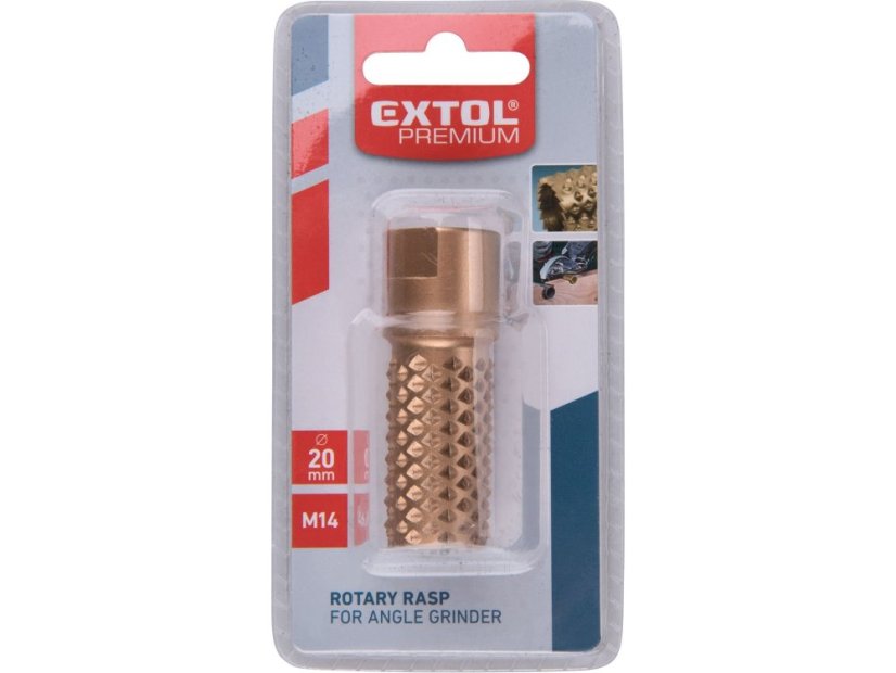 Rašple rotační - válcová s čelními zuby, 20mm, závit M14