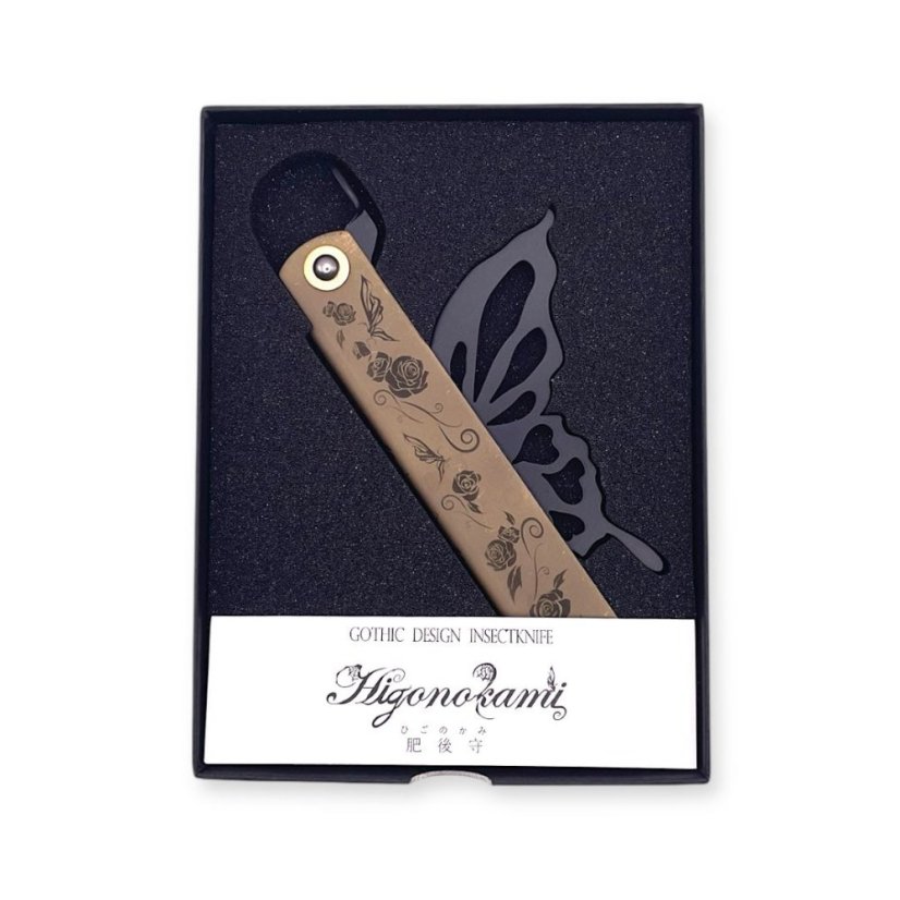 Japonský zatvárací nôž Higonokami PAPILIO BUTTERFLY z modrej ocele Warikomi - 120 mm, BR/BL