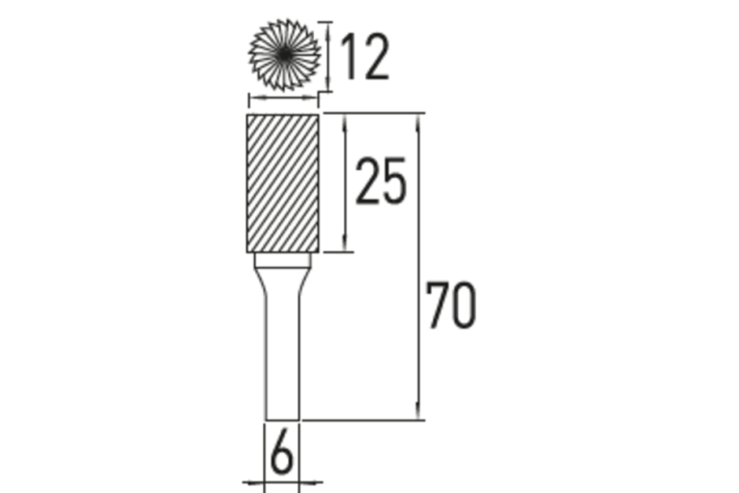 Stopková fréza s B-zuby, 12x25