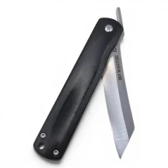 Japonský zatvárací nôž Higonokami LINER LOCK VG10 - 75 mm, čierna drevená rukoväť a poistka proti zatvoreniu