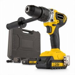 POWX00530 - Aku skrutkovač / vŕtačka s príklepom bezuhlíková 20V 120Nm 2BAT