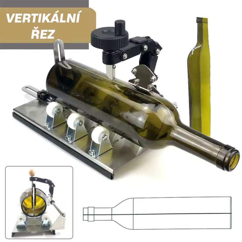Řezák láhví - horizontální i vertikální řez, včetně 15 ks příslušenství