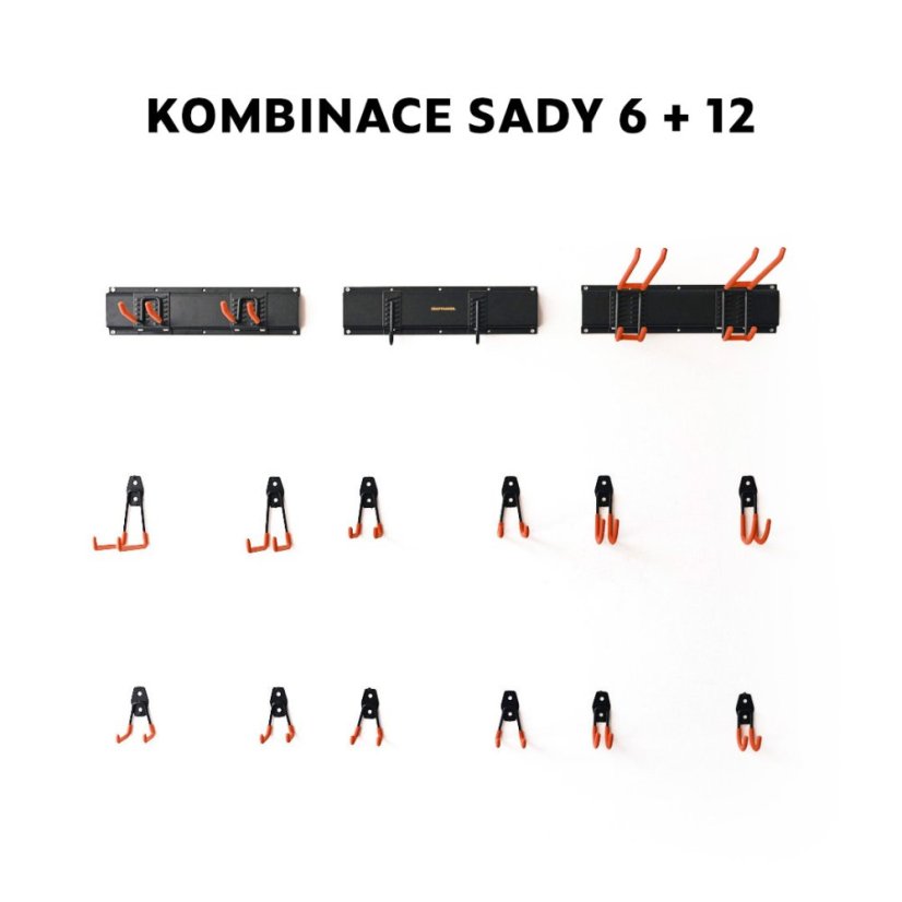 Ocelové háky na zeď CRAFTMAKER s pogumovaným povrchem - sada 12 ks