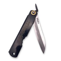 Japonský zatvárací nôž Higonokami SASA-BA(HA) z bielej ocele Warikomi - 100 mm, čierny