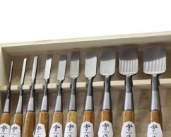 Sada japonských truhlářských dlát SHUSAKU OIRE NOMI, 10 kusů (3 - 42 mm)