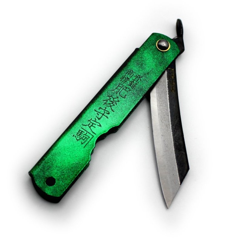 Japonský zavírací nůž Higonokami HISUI z modré oceli - 72 mm, zelená rukojeť Japonský zavírací nůž Higonokami HISUI z modré oceli - 72 mm, zelená rukojeť