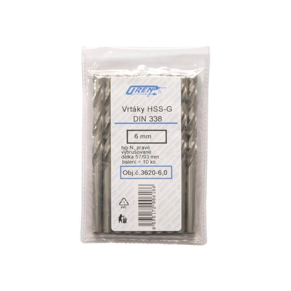 Vybrusovaný vrták HSS, štandardná dĺžka, DIN 338
