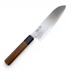 Prémiový japonský nôž Santoku MIKI HAMONO, V-GOLD 10, orech, 170 mm