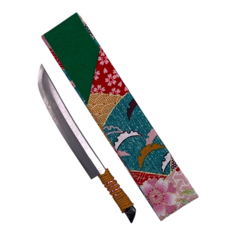 Japonský nůž Higonokami OMAMORI z modré oceli Warikomi - 130 mm, originální barevné kombinace