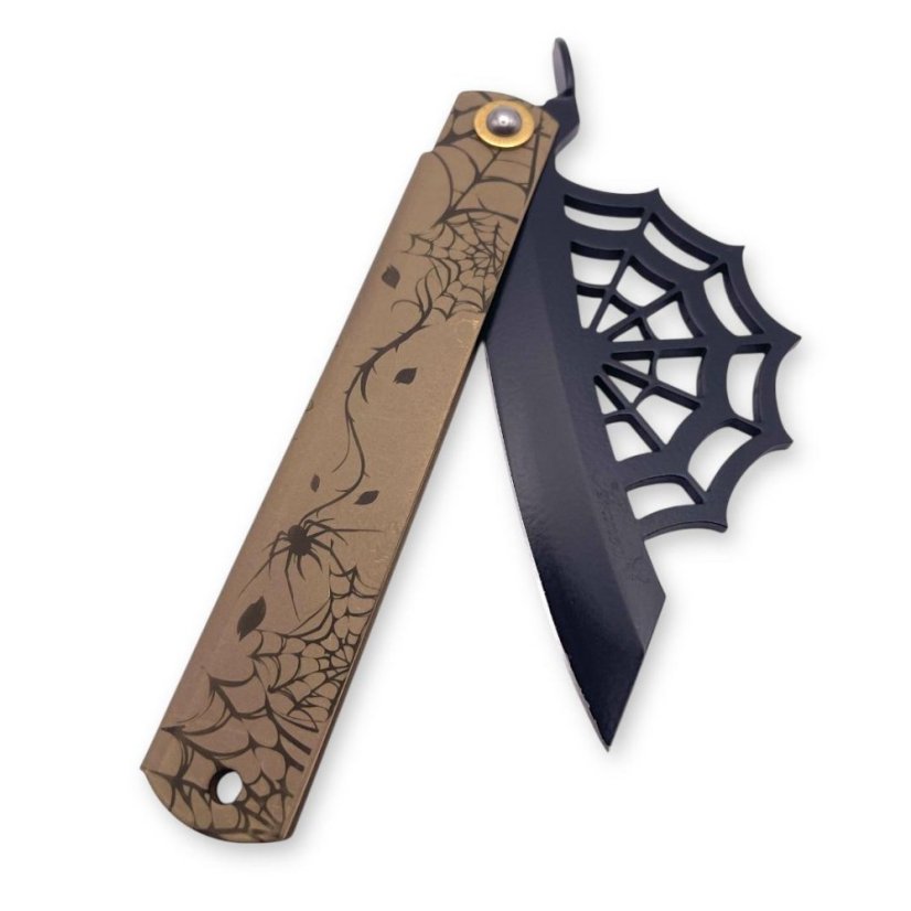 Japonský zatvárací nôž Higonokami ARANEA SPIDER z modrej ocele Warikomi - 120 mm, BR/BL