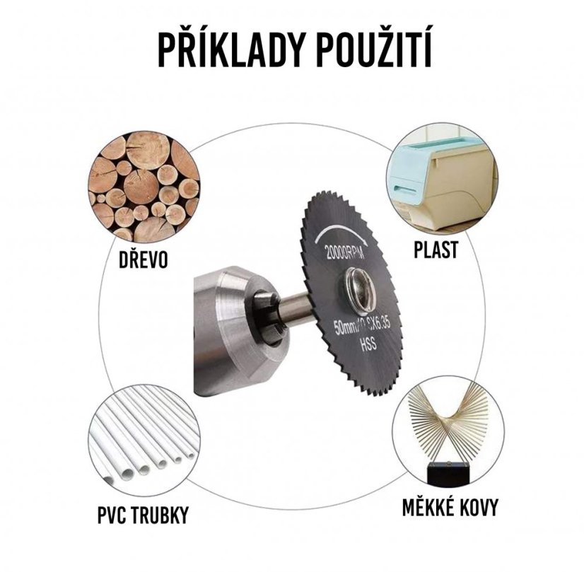 Pilové mini kotouče 8ks, dříky 3,2 a 6 mm