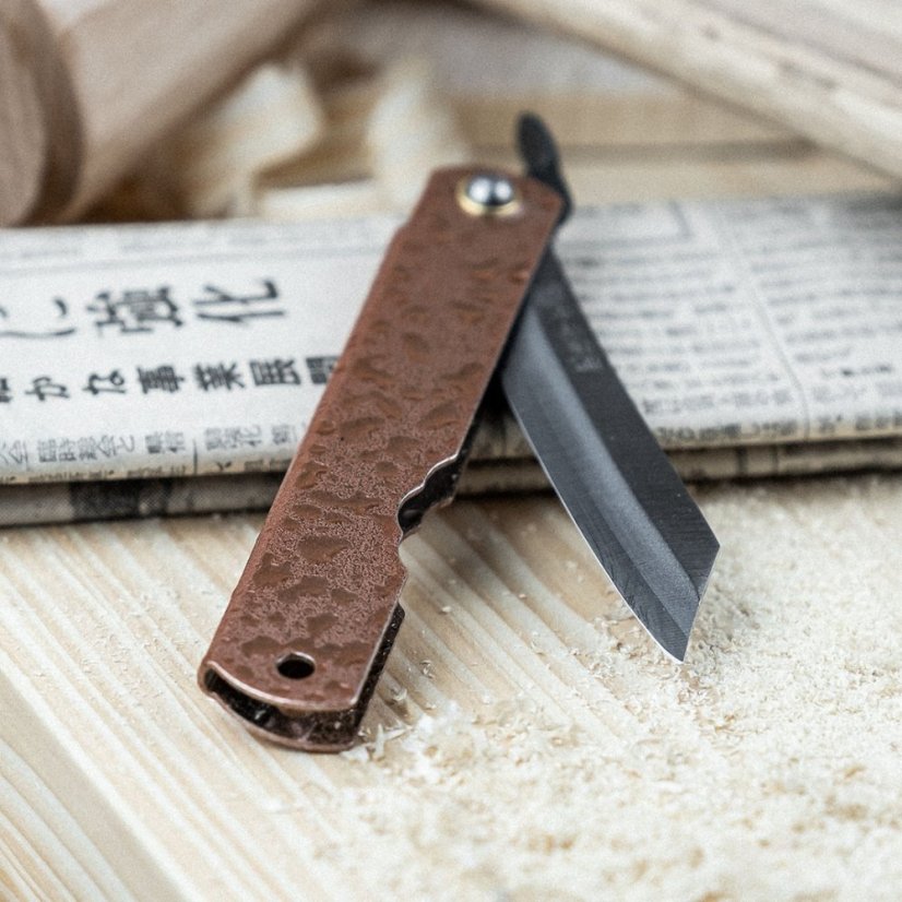 Japonský zatvárací nôž Higonokami NAGAO z ocele Yasuki s medenou rukoväťou - 73 mm