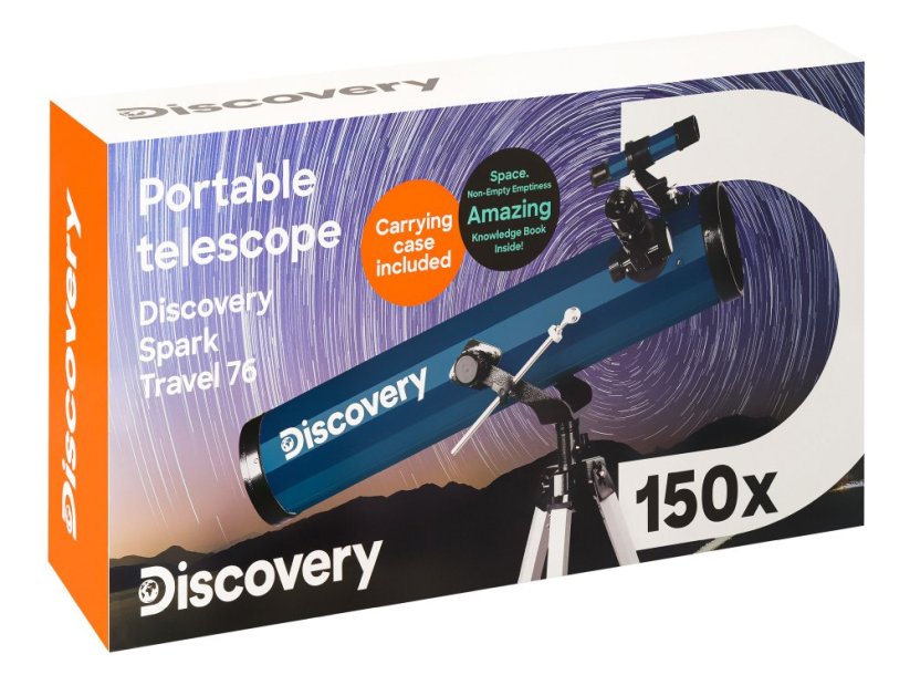 Hvězdářský dalekohled Levenhuk Discovery Spark Travel 76 s knížkou