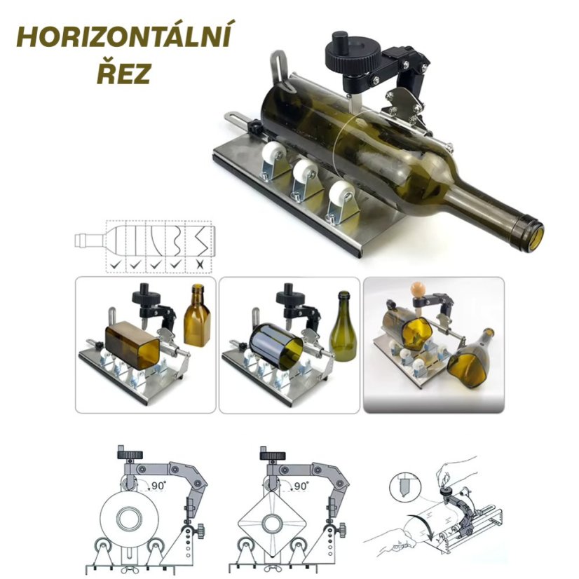 Řezák láhví - horizontální i vertikální řez, včetně 15 ks příslušenství
