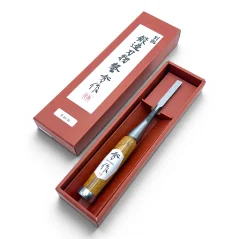 Japonské truhlářské dláto SHUSAKU OIRE NOMI, rukojeť z červeného dubu, 9 mm