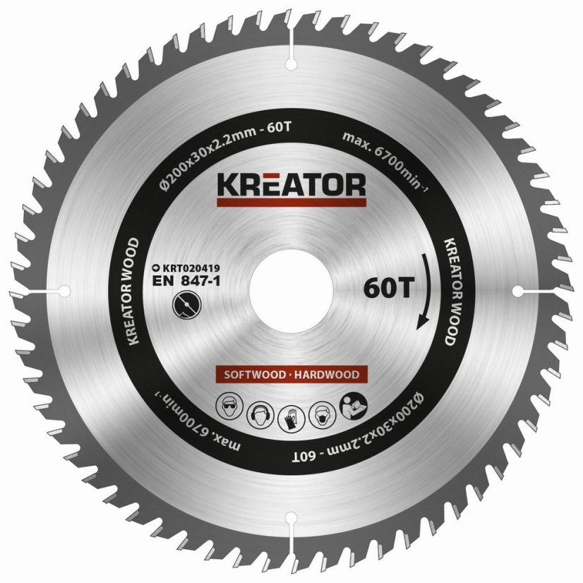 KRT020419 - Pilový kotouč na dřevo 200mm, 60T