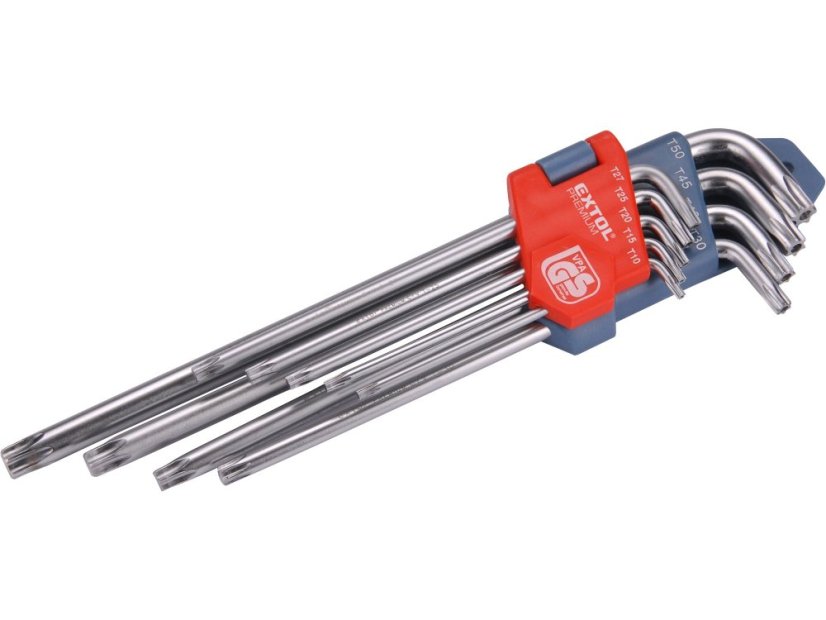 L-klíče TORX prodloužené, sada 9ks, T10-50 L-klíče TORX prodloužené, sada 9ks, T10-50