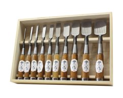 Sada japonských truhlářských dlát SHUSAKU OIRE NOMI, 10 kusů (3 - 42 mm)