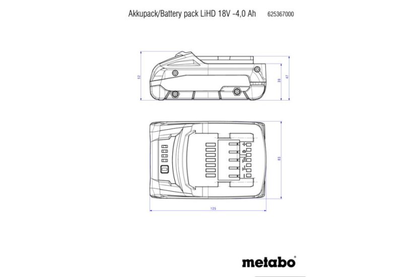 Aku baterie METABO LiHD 18 V - 4,0 Ah