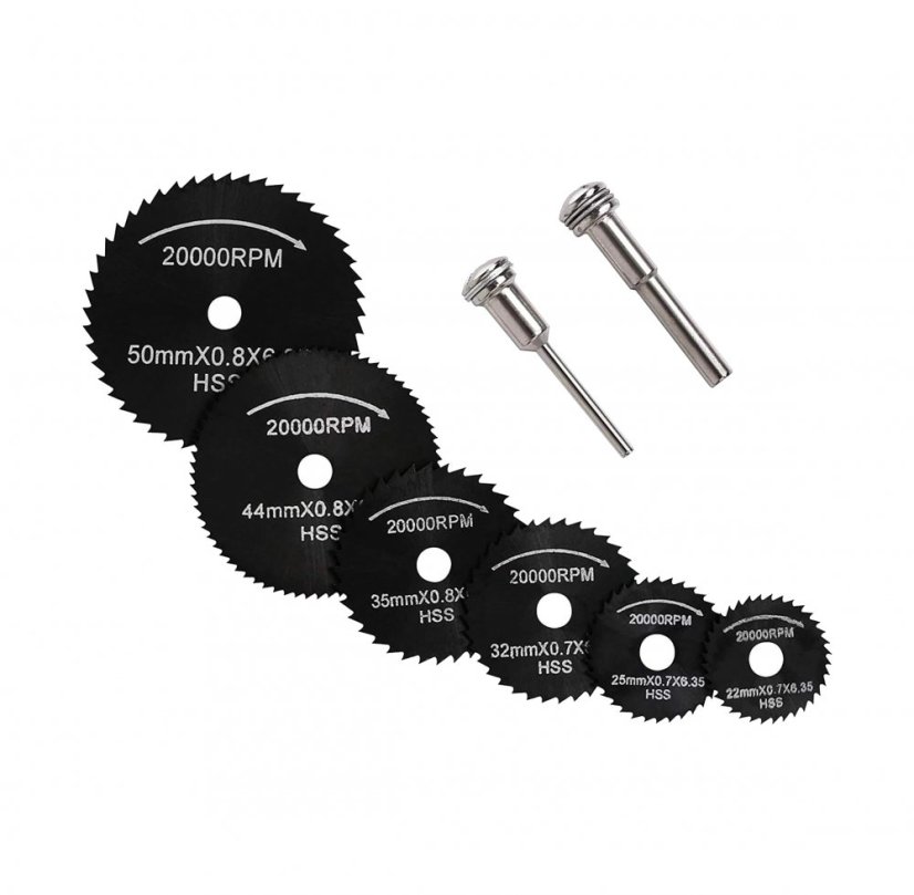 Pílové mini kotúče 8ks, drieky 3,2 a 6 mm