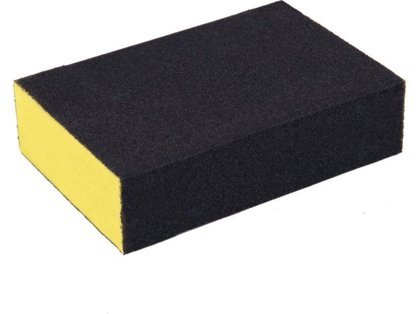 Brusná houba, 100x70x25mm, P100, čtyřstranná, abrazivo-korund Brusná houba, 100x70x25mm, P100, čtyřstranná, abrazivo-korund