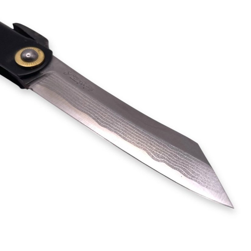 Japonský zatvárací nôž Higonokami TOKUSEN TASÚKA z damaškovej ocele Warikomi - 100 mm, čierny