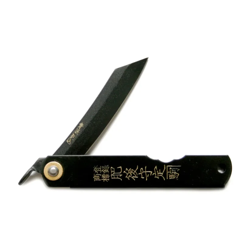 Japonský zavírací nůž Higonokami ALL BLACK z modré oceli - 72 mm, černá čepel i rukojeť