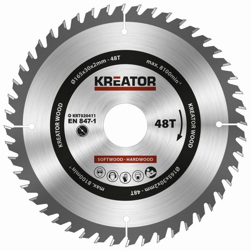 KRT020411 - Pílový kotúč na drevo 165mm, 48T